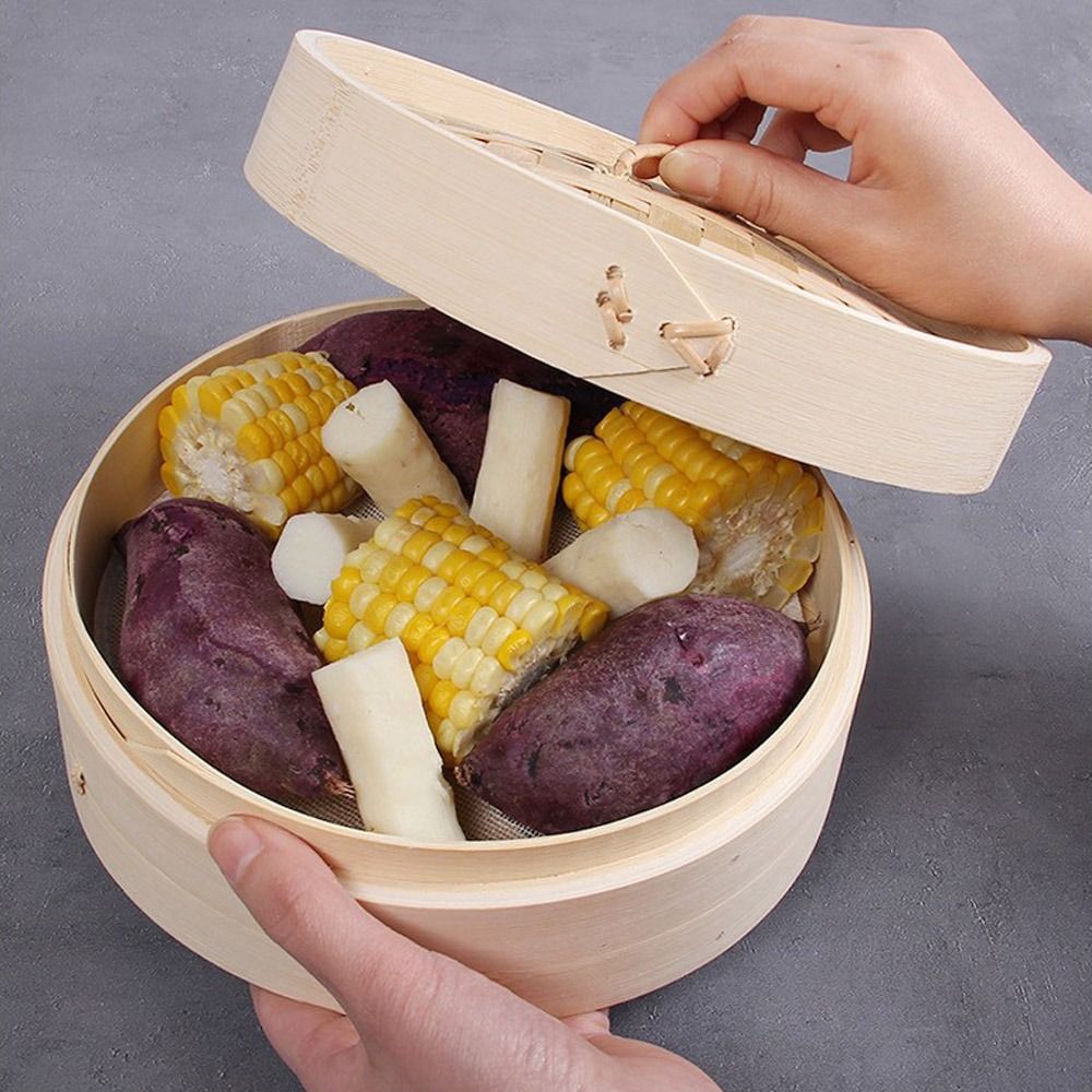Bao Steamer Bamboo - ซึ้งนึ่งอาหารจีน ซึ้งนึ่งไม้ไผ่มีฝาปิด สำหรับนึ่งซาลาเปา ติ่มซำ ผัก ขนม